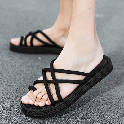 Herren Hausschuhe Sommer Strand Freizeitschuhe Überkreuzt Gebundene Herren Sandalen Freizeit Rutschfestes Schuhwerk Männliche Laufschuhe Zehensteg Flip Flops