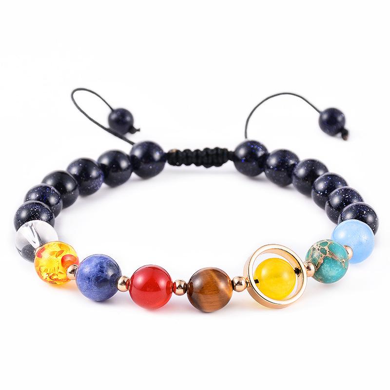 Cosmic Galaxy Solar System Bracelet Female Transfer Beads Eight Planets Natural Hand-woven Student Beads Natural Stone Bracelet