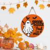 Halloween Ghost Door Sign Spook Around Find Out Welcome Sign Front Porch Hanging Wooden