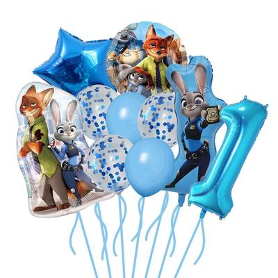 Conjunto Digital de Balões Temáticos de Festa de Aniversário Zootopia Itens de Decoração para Primeiro Aniversário Infantil
