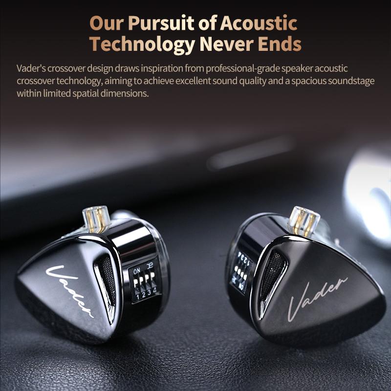 KZ Vader 3 Dynamic Driver IEM In-Ear Monitor Triple 8mm DD Crossover 4-Level Tuning Switch 0.75mm 2-Pin Cable 3.5mm HiFi 7
