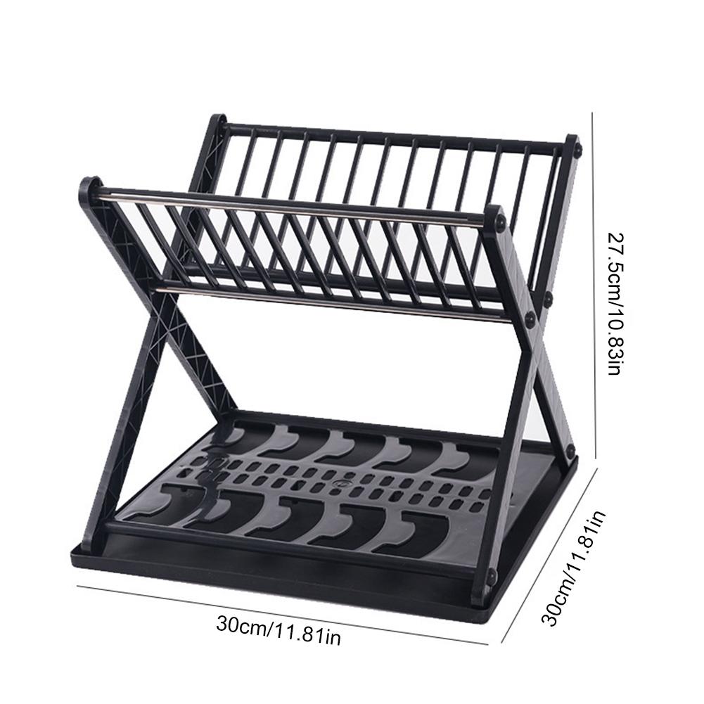 Double-Layer Dish Rack Stainless Steel Pipe Cutlery Drying Rack Multifunctional Bowl Storage Holder for Home Kitchen