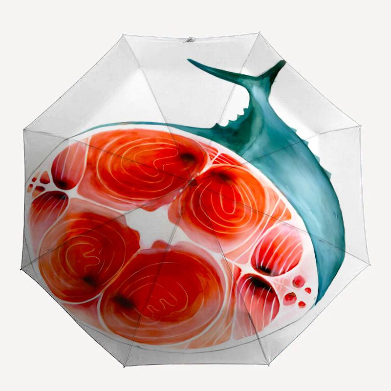 

1pc Tuna Steak Pattern Umbrella That Opens Closes Automatically Perfect Gift with a Convenient Folding Mechanism 04