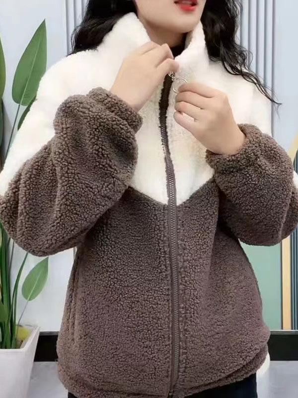 Women's Thickened Winter Coat - Casual Cotton Jacket with Fleece Lining and Stand Collar