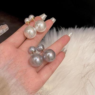Trendy High-End 925 Silber Nadel Französisch Retro Perle Ohrringe für Frauen