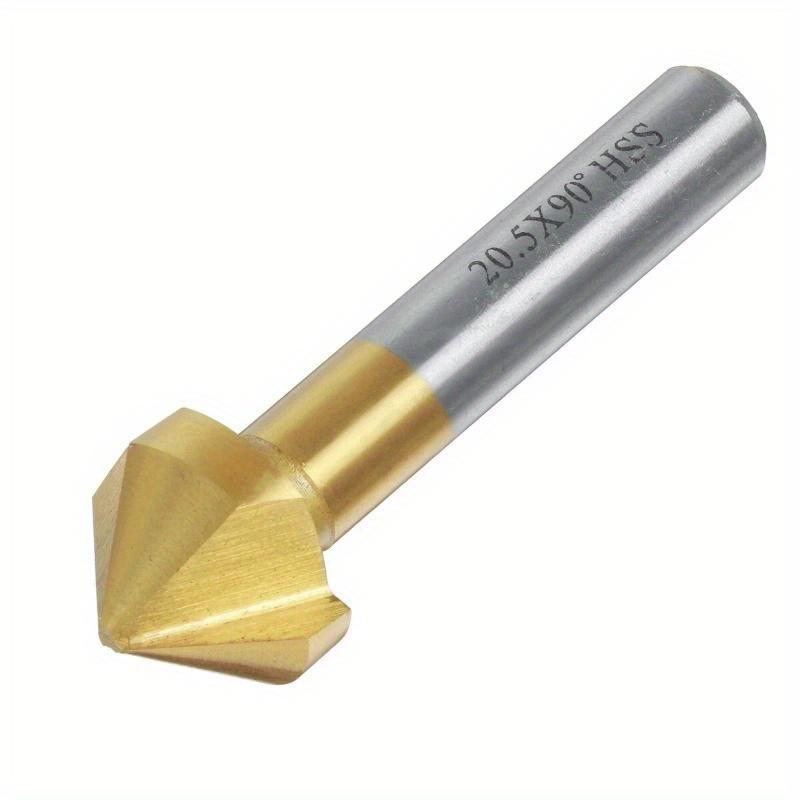 6Pcs/set Chamfering End Mill Tool Countersink Drill Bit Set Metal Wood 3 Flute 90 Degree High Speed Steel Titanium-Coated Deburring Hole