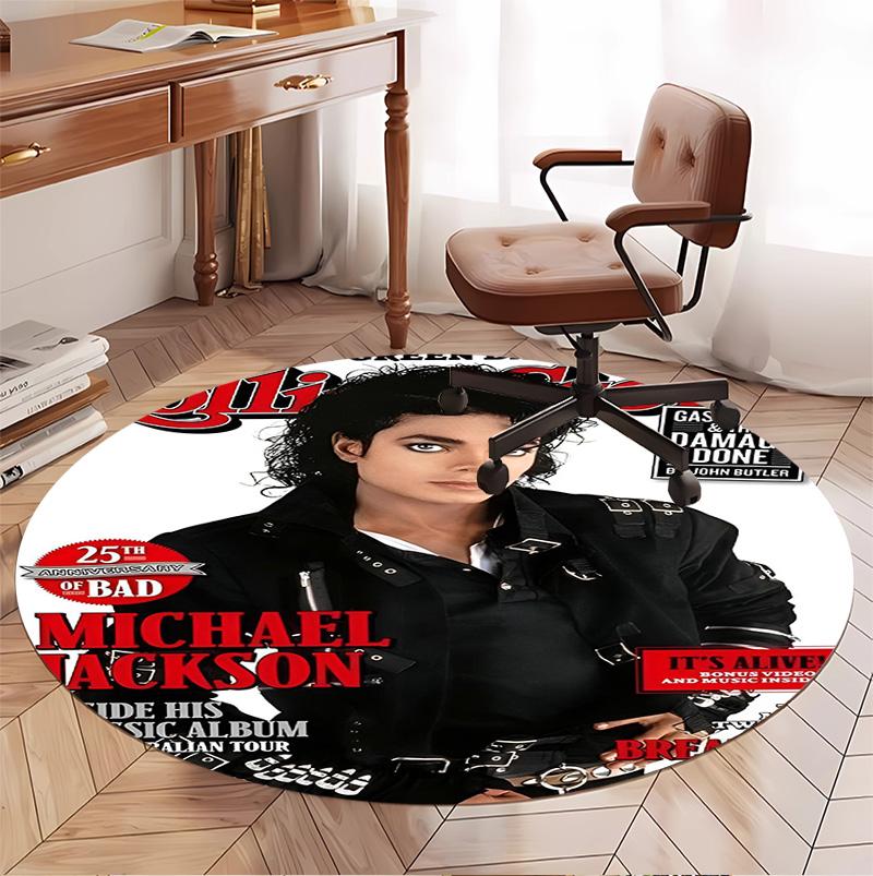 Michael Jackson Muster Runder Teppich, Innen-/Außenmatte, für Picknick, Spielzimmer, Schlafzimmer, Büro, Wohnzimmer, Heimdeko Teppich, Geburtstagsgeschenk
