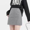 Women's High-Waisted Gray Polka Dot Woolen Half-Skirt - Slimming, Thickened, Petite Fit for Autumn/Winter 2025