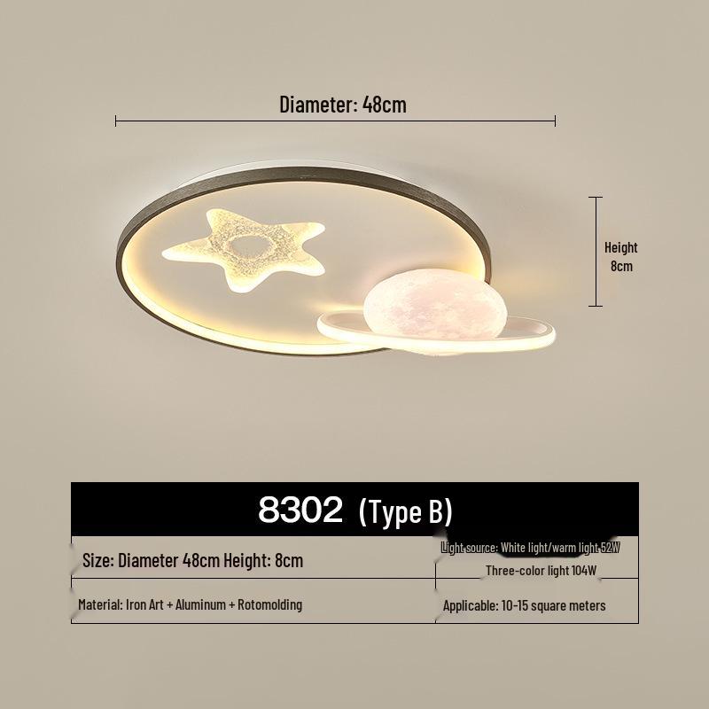 Modern Minimalist Nordic Ceiling Light - Full Spectrum Moon & Starry Sky Design for Master and Children's Bedrooms
