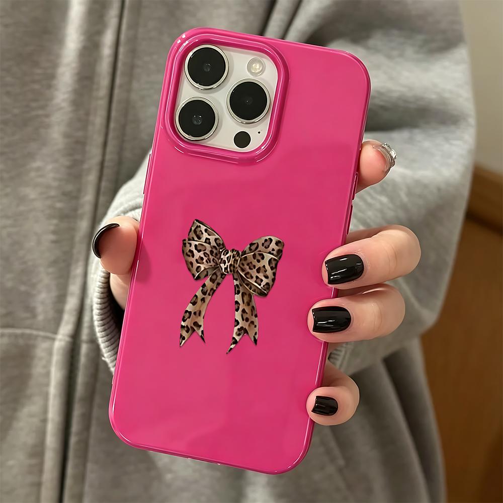 Leopard Bow Vintage Pattern Silicone Case For Iphone 13 11 14 Plus 12 17 15 16 Pro Max Retro Design Cover