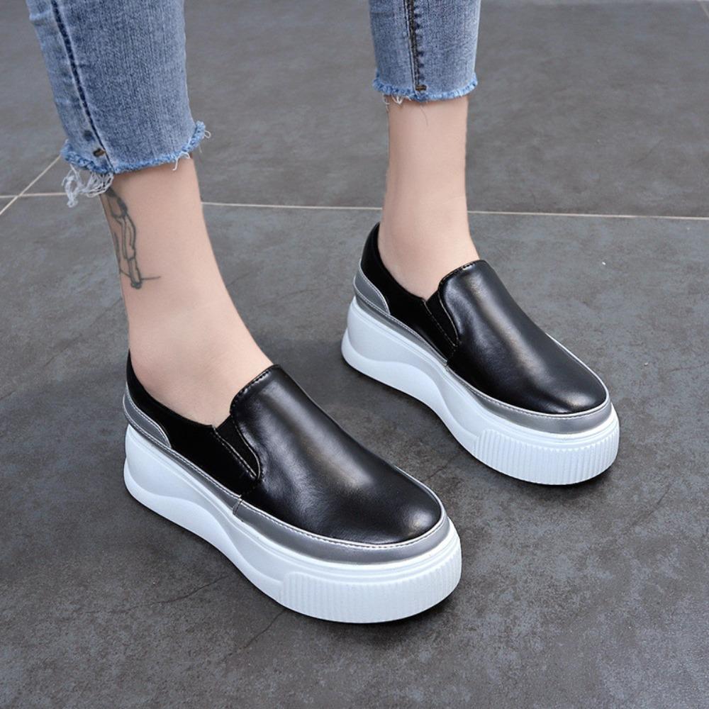 Fashion Loafers Women's Thick Soles Increase In Height White Shoes Women's Casual Shoes Height Increasing Shoes
