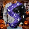 Men's Halloween Print Long Sleeve Neck T-Shirt for Holiday Party