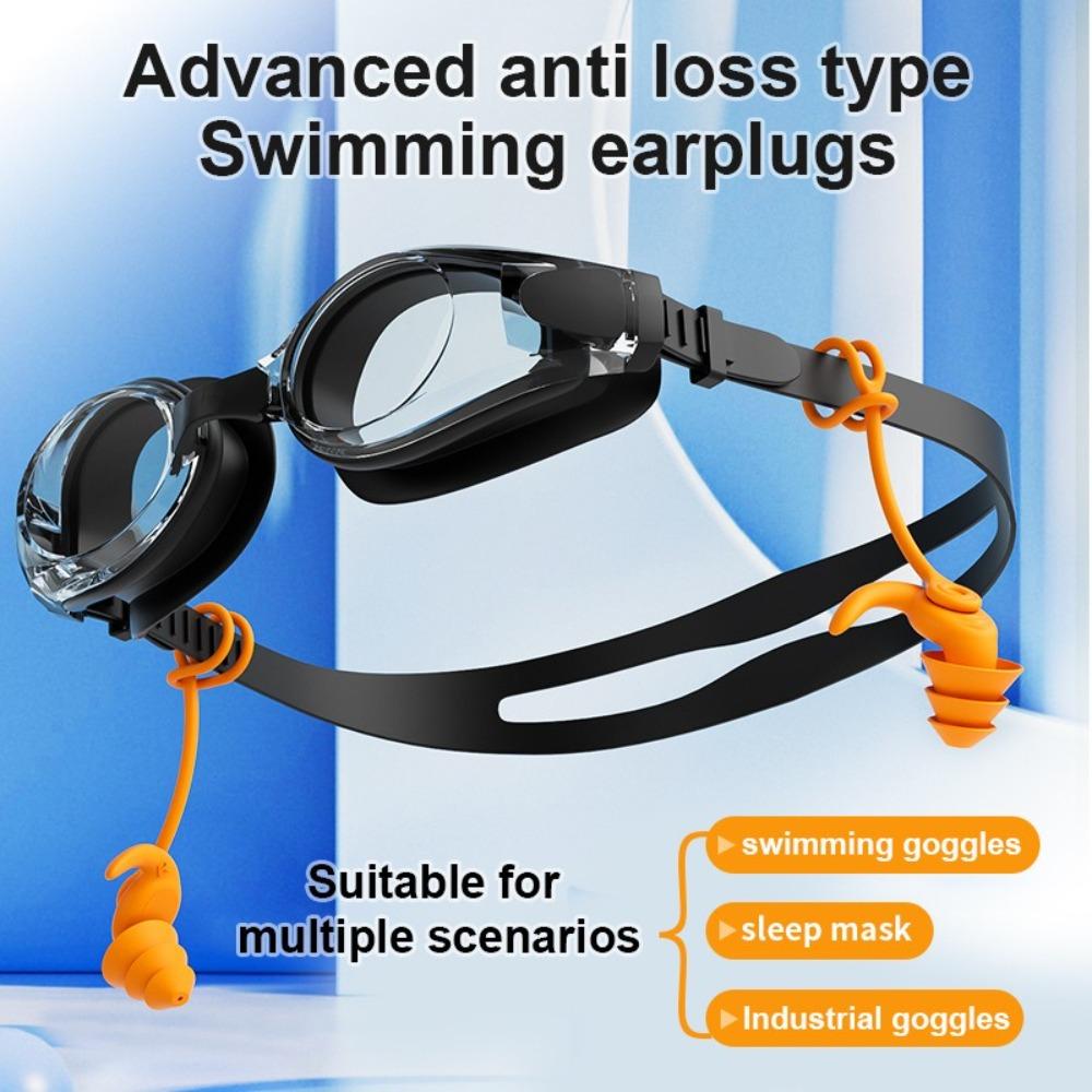 1 Pair Comfort Swimming Earplugs Silicone Waterproof Earplug Safe Corded Ear Plug  Pool Accessories
