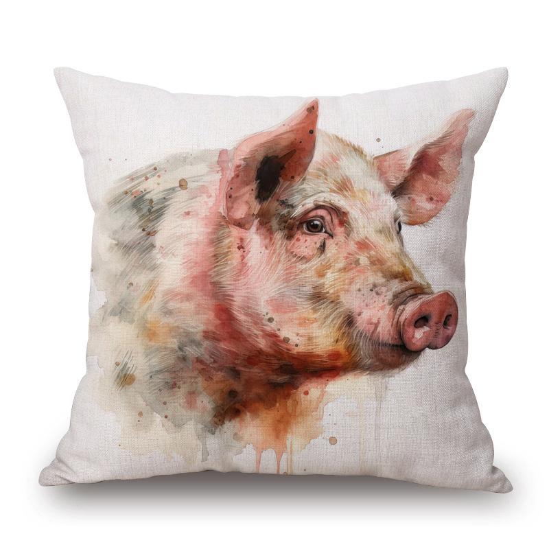 Animal Lynx Orangutan Cheetah Pig Poster Art Cushion Cover Pillow Case