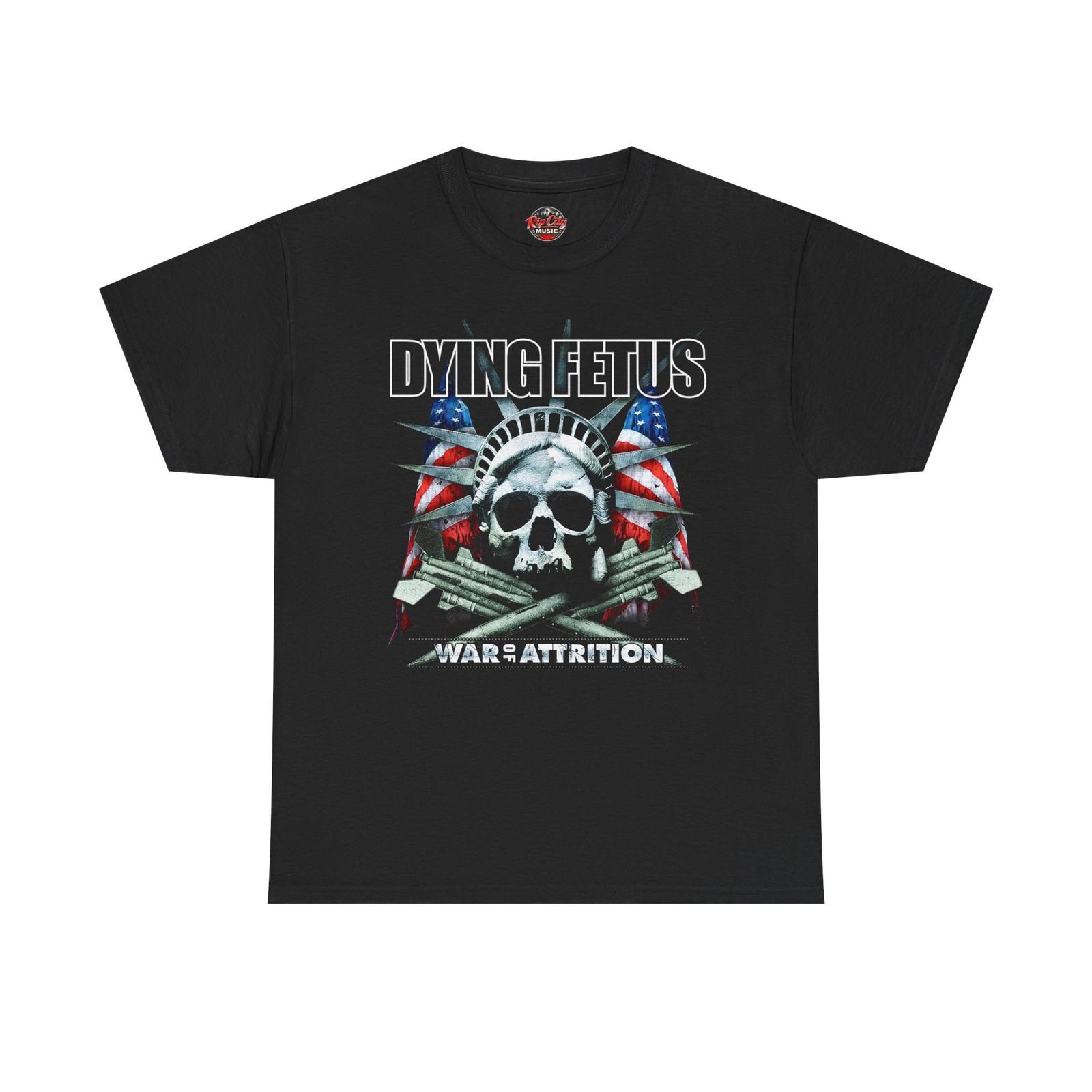 Dying Fetus War of Attrition Statue Liberty Skull Flags Rock Band Unisex T-Shirt L