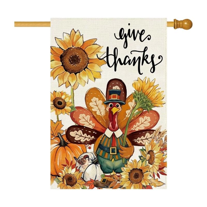 Thanksgiving Sports Turkey Double-Sided Garden Flag 45x30cm/18x12in Fall Outdoor Yard Display