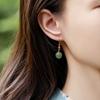 Naturalny Nefryt Hetiański Materiał Qingshui Kolczyki z Koralików w Starym Stylu Zielony Nefryt Pozłacane 14k Złotem z Agatem Południowym dla Kobiet, Świeże i Eleganckie