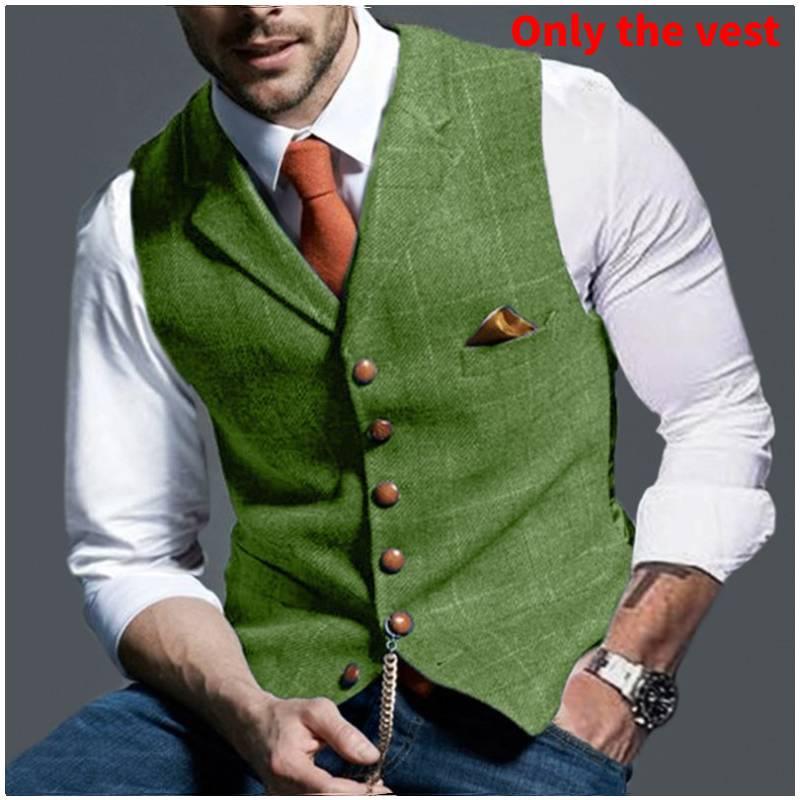 Men's Casual Plaid Vest European And American Style Slim Fit Polyester Fiber Spring And Autumn Season