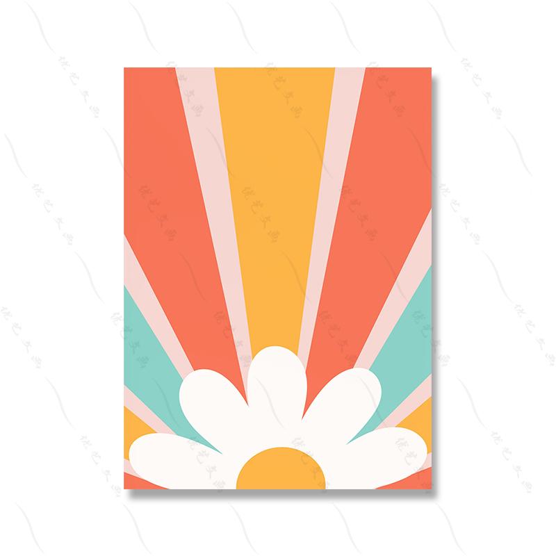Groovy Retro Wall Art Gallery Picture Set Hippie Poster Print Kids Room Rainbow Cartoon Flower Cute Canvas Painting Home Decor