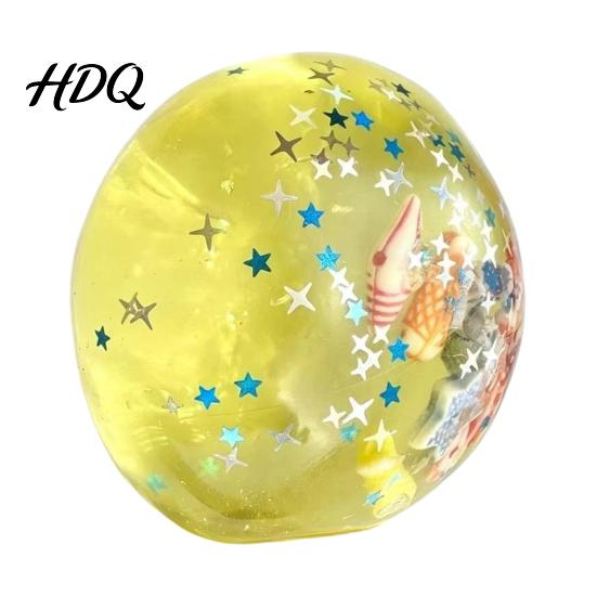 Stress Relieving Gadget Ocean Theme Relief Ball Soft Shapeable Ball Sensory Toy Pinchable Balls No Rebound Transparent Squeeze Toy for Anxiety