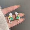 Korean Sweet Style Flower & Cat Stud Earrings