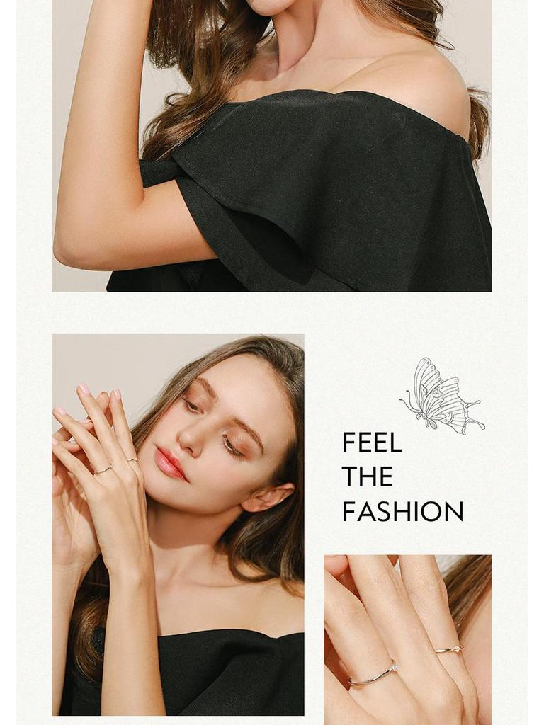 Modian S925 Sterling Silver Adjustable Moissanite Ring for Women - Niche Design, No Fading, Trendy New Style