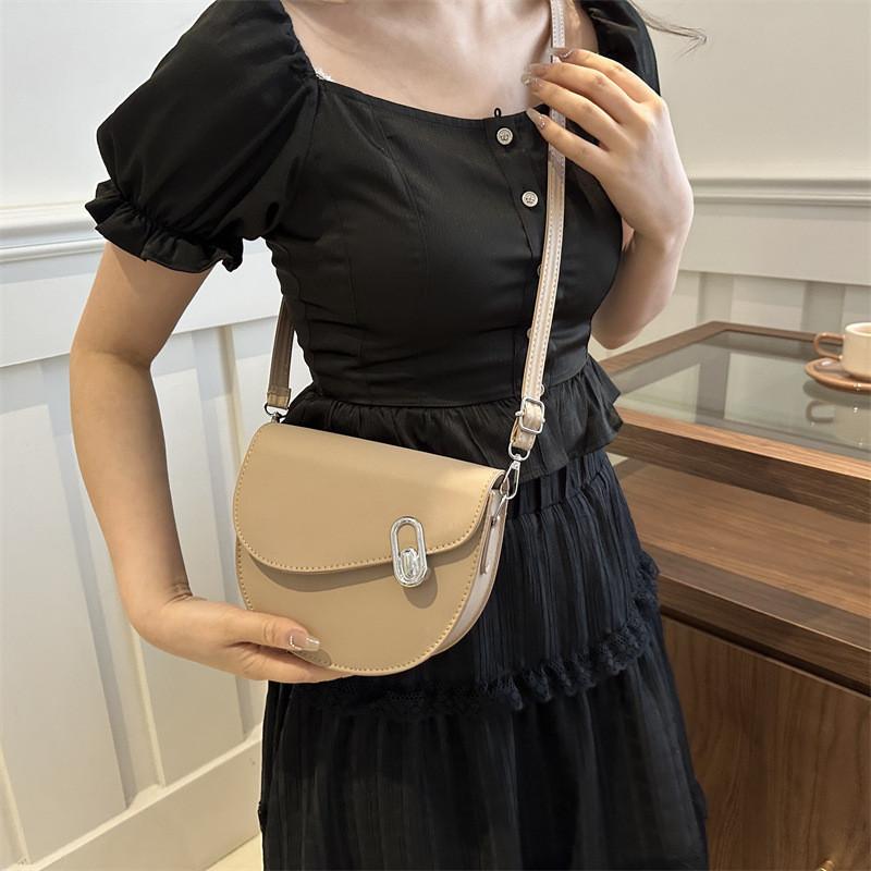 Retro Fashion Pu Leather Saddle Bag For Women 2024 Summer Versatile Shoulder Bag