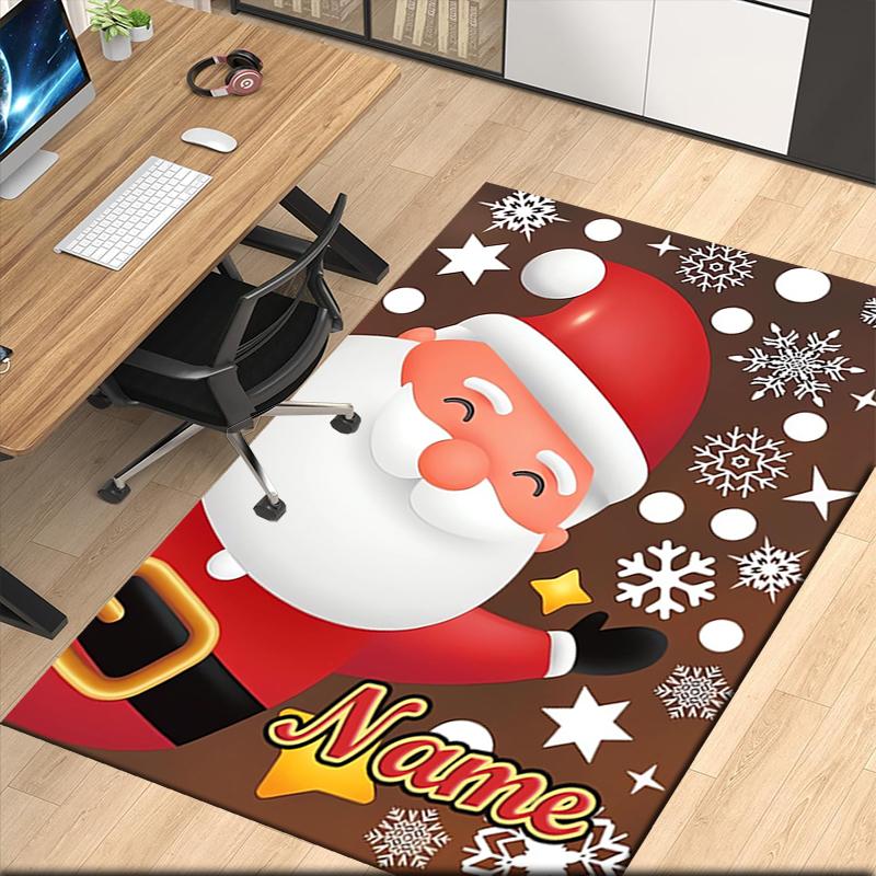 Custom Name Christmas Printed Carpet, for Office Chair Living Room Bedroom Kitchen Room Decor Gifts.