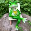 Cute Rocking Chair Frog Statue Handmade Frog Desktop Figurine Frog Sit Chair Sculpture  Landscaping