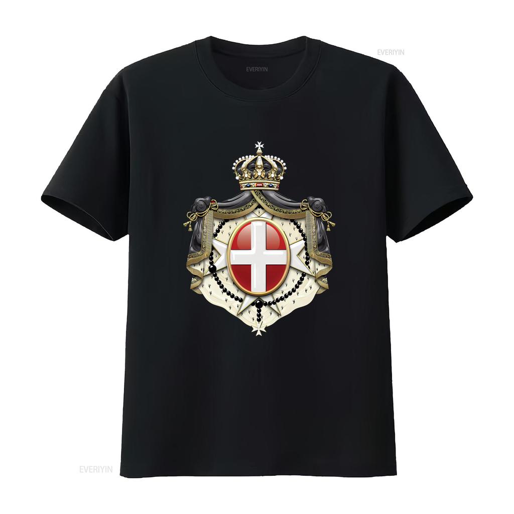 Sovereign Military Order of Malta Coat Arms over Black Velvet T Shirt Premium Quality Unique Design Perfect for History Soft