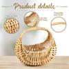 2pcs Rattan Flower Girl Basket Small Half Moon Straw Wicker Basket with Handle Ideal for Wedding Flower Girl Picnic Garden Storage and Home Decor
