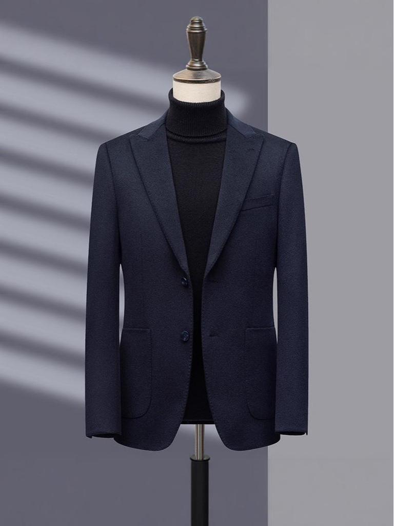 Men's Spring & Autumn Cashmere Wool Suit: Short Casual Blazer & Formal Overcoat