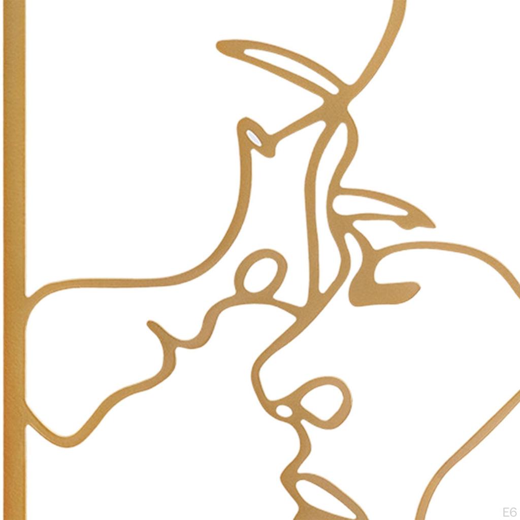 Metal Wall Art Decor Woman Silhouette Minimalist Facial Line Sculpture for Home Living Room
