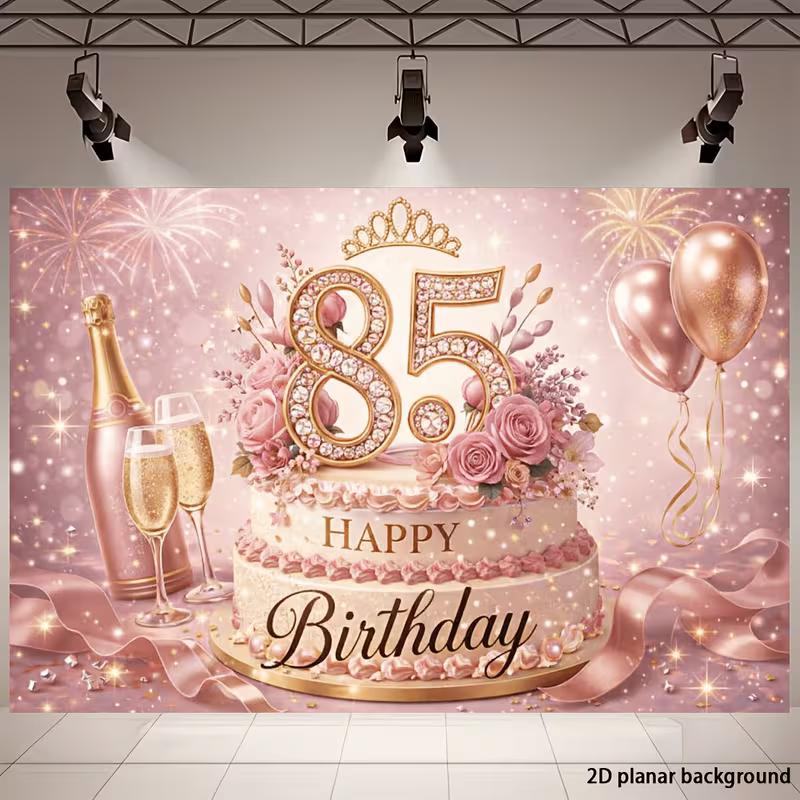 2D Pink Gold Background for Senior & Glam Birthday Parties