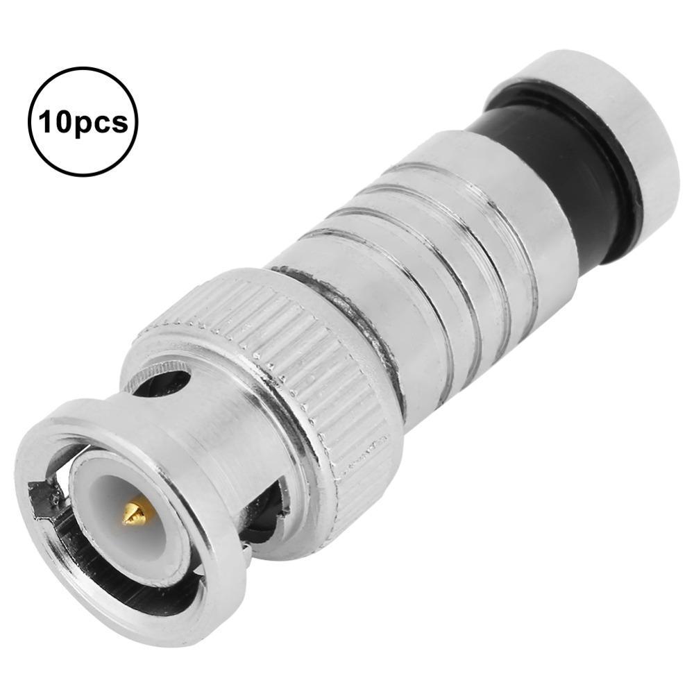 10PCS 75 Ohm BNC Connector Compression Coaxial Q9 Adapter  for RG59 CCTV Systems