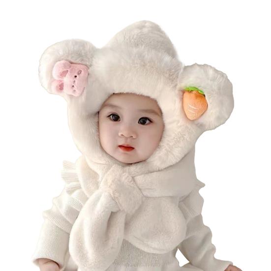 Kids Hat And Scarf Set Winter Plush Ear Flap Hat with Scarf for Boys Girls Warm Cold Weather Knit Accessories