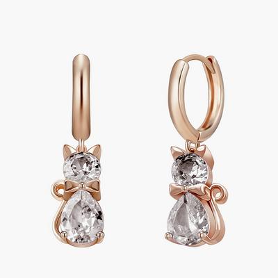 Monograph Ferris Earrings Mger0364 14K Gold Plated (Rose Gold + White Cubic Zirconia)