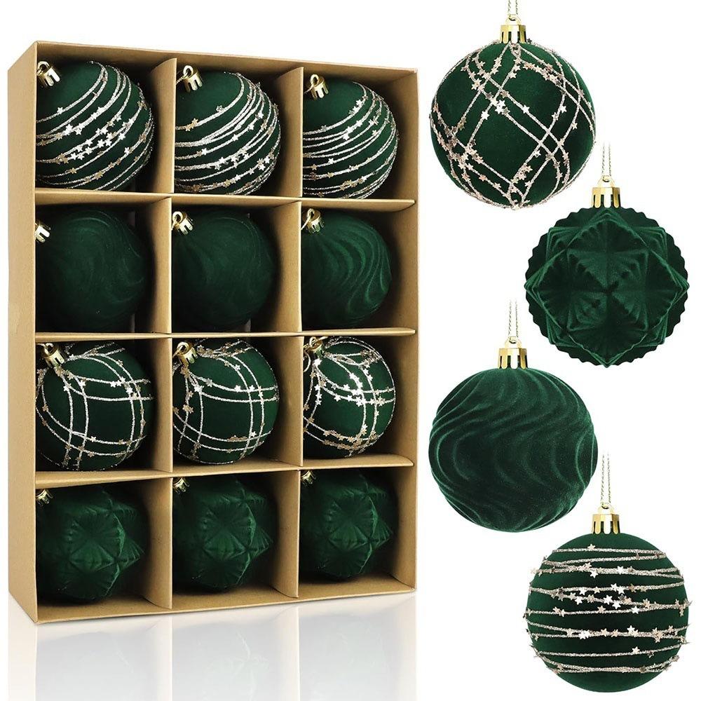 Flocked Christmas Balls Plush Velvet Hanging Ornaments Pendant Christmas Decorations Home Decor