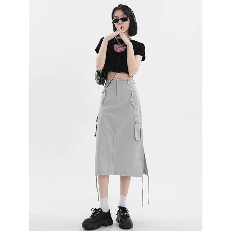 

Retro Bella Gray Straight-Leg Midi Skirt - Spring/Summer 2025 XL