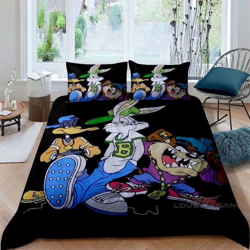 Cartoon T-Tasmanian Devil bedding set, printed single duvet cover and pillowcase three-piece set, children's and adult sizes.002