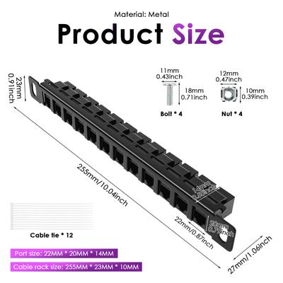 12 Port Patch Panel 10inch 0.5U CAT6 Network Patch Panel for DeskPi RackMate T1/T0/T2/T1 Plus/T0 Plus and 10 Inch Server Rack/Ne