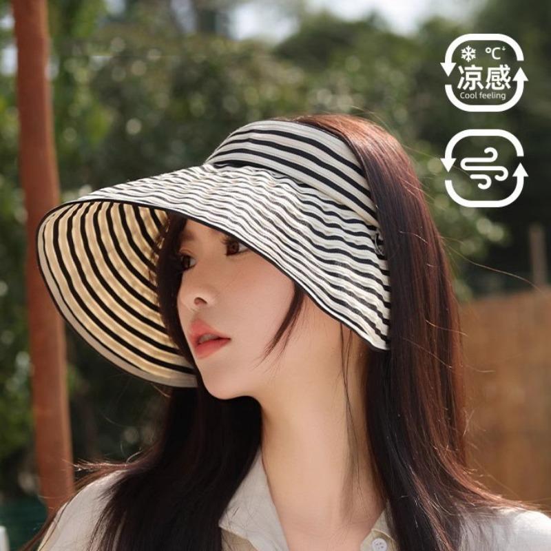Empty top hat women's summer sunshade sunscreen hat striped egg roll hat new face hat