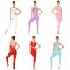 Damen Asymmetrische Schultern Träger Rückenfrei Unitard Strasssteine Lange Hosen Gymnastik Bodysuit