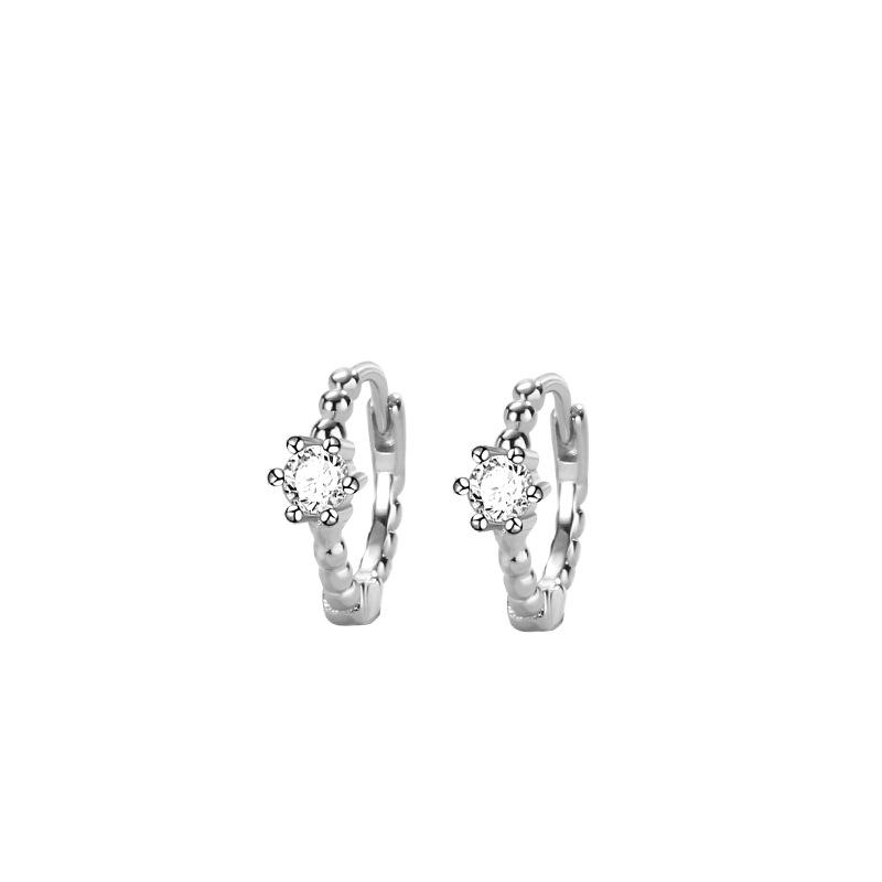 Single Diamond Ear Buckle Women's Simple and Small Temperament Niche High-end Design Sense Diamond Earrings Girls Gift