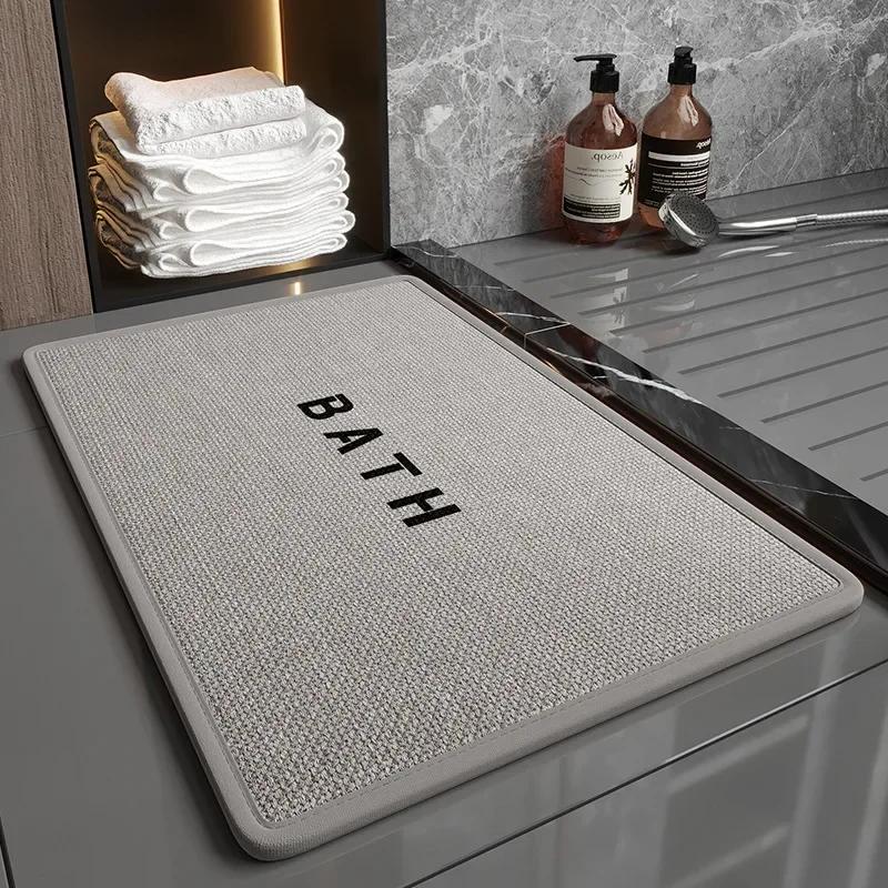 Bathroom Mat Non-Slip Bathtub Rugs Thick Memory Absorbent Linen Jute MatSoft Home Shaggy Floor Carpet For Living Rooms Hallways