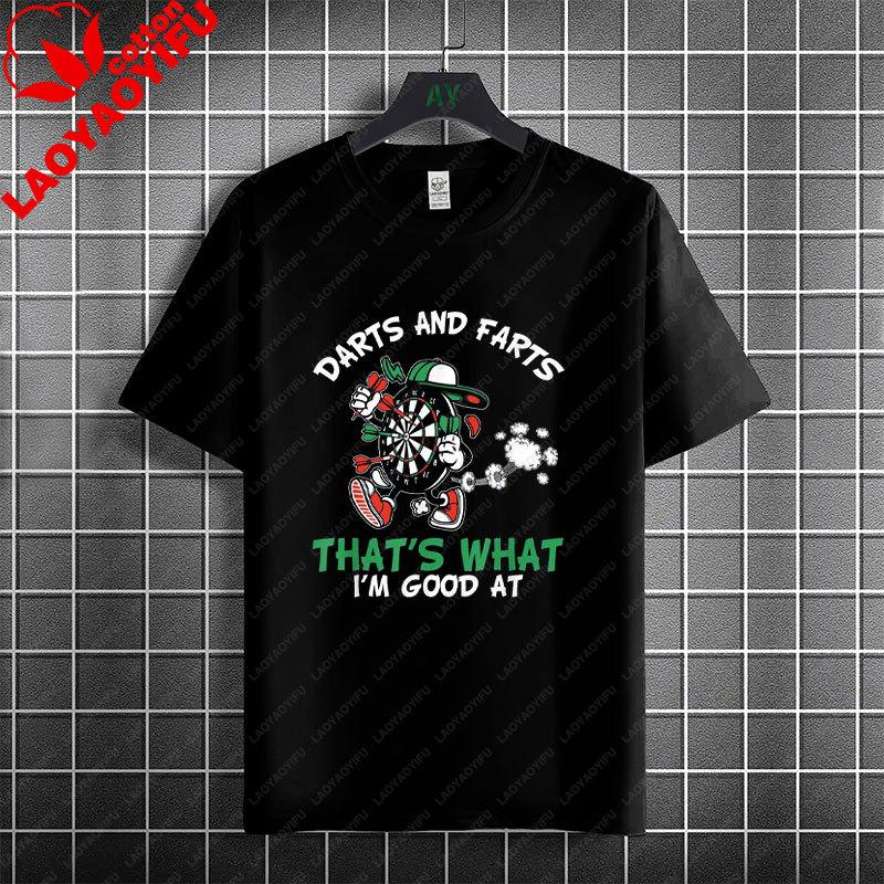Thats Why IM Here Funny Dart and Beer Graphic TShirt 100 Cotton Short Sleeve Casual Tee Outdoor Activities  Social Events