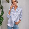 Women's Long Sleeve Lapel Button-up Leopard Jacquard Blouse Elegant Commute Shirt for Leisure