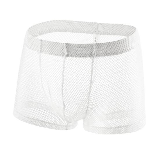 Men Boxers See-through Mesh Thin Low Waist Elastic Soft Breathable Solid Color U Convex Anti-septic Men Underpants Underwear