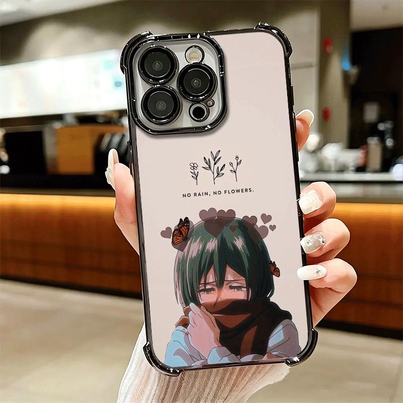 A-Attack On T-Titan Mikasa Plating Phone Case For Iphone 16 17 Pro Max Air 16E 14 15 Plus 12 13 Mini Anti-Fall Airabag Cover