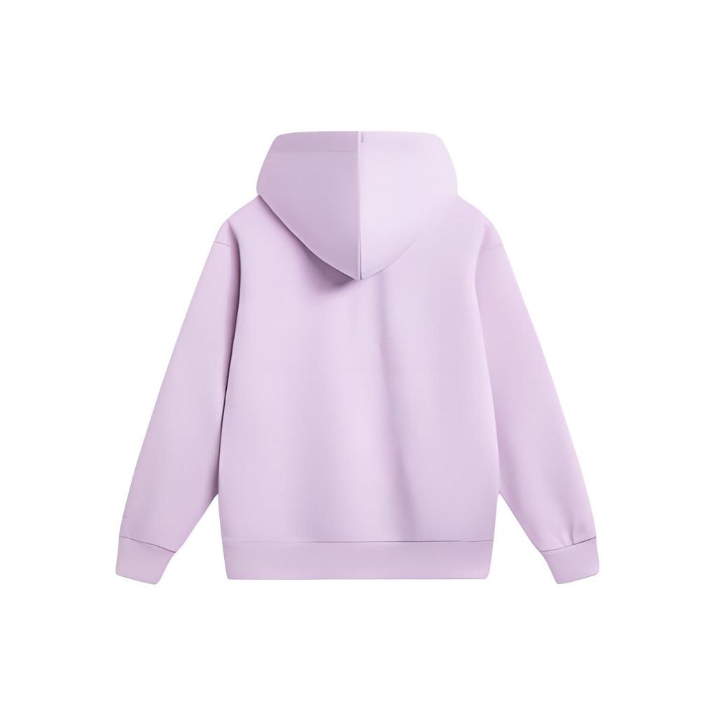 Li Ning Sports Lifestyle Series Hooded Drawstring Loose Drop Shoulder Pullover Long Sleeve Sweatshirt Women sweatshirt Light-Mist-Purple AWDU032-6